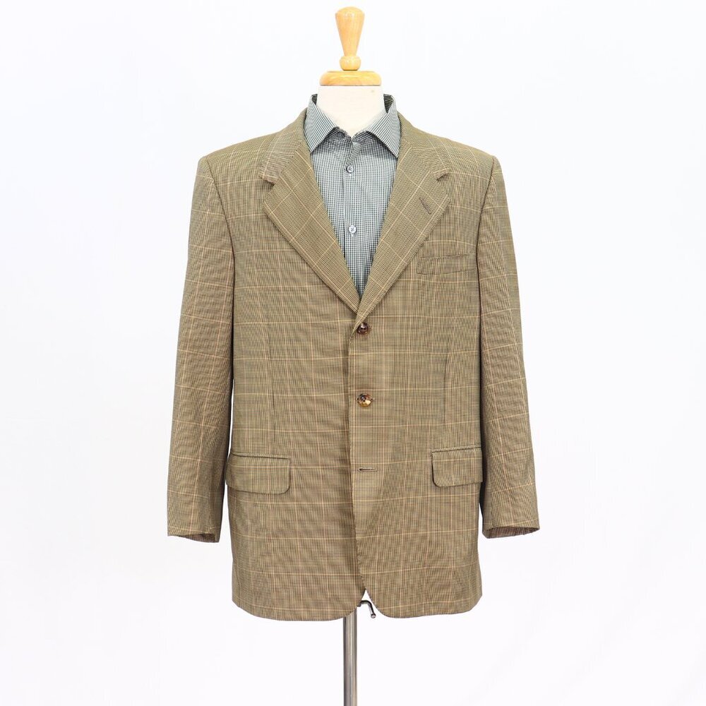 Oxxford Clothes 44R Brown Check 3-Button Sport Coat Blazer Jacket T278